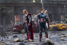 Thor et Captain America dans The Avengers