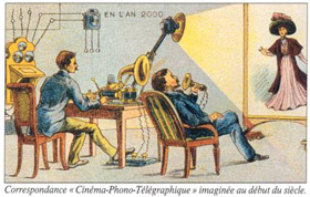 Correspondance "cinéma-phono-télégraphique" imaginée au début du XXe siècle